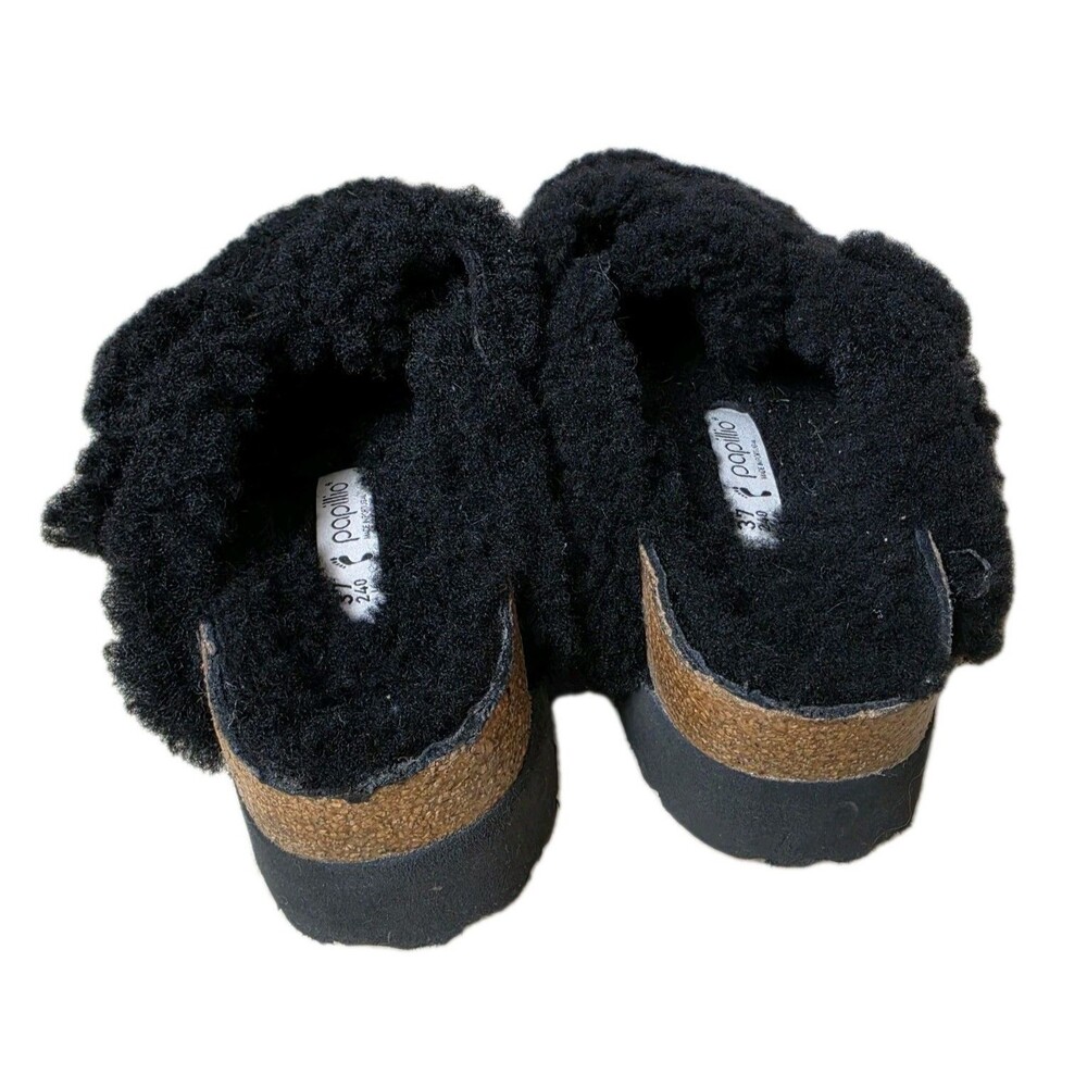 Birkenstock Papillo Boston Big Buckle Flex Platform Shearling Teddy Black 37 - Picture 6 of 10